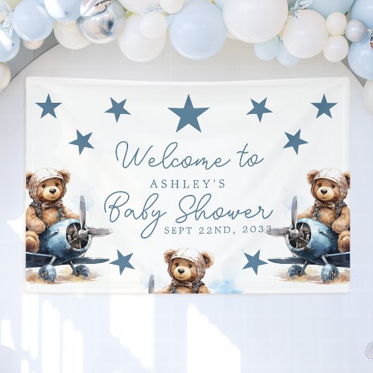 Banderoles Accueil du Baby shower de l'avion Teddy Bear