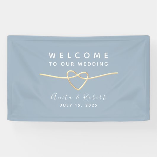Banderoles Accueil du Mariage Dusty Blue (Horizontal)