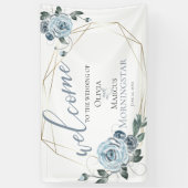 Banderoles Accueil du Mariage Floral bleu Dusty (Vertical)