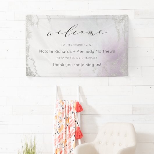 Banderoles Accueil du Mariage Ombre Light Purple Silver (En situation)