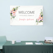 Banderoles Accueil floral rose et bleu (Salon professionnel)