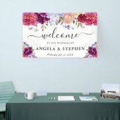 Banderoles Accueil Mariage de fleurs rouge et violet (Salon professionnel)