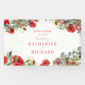 Banderoles Accueil Mariage Floral Rouge (Horizontal)