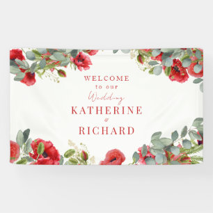 Banderoles Accueil Mariage Floral Rouge