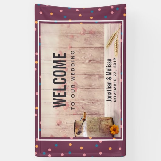 Banderoles Accueil mariage Lait rustique Can (Vertical)