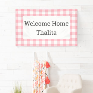 Banderoles Accueil Nom Pink and White Buffalo Check
