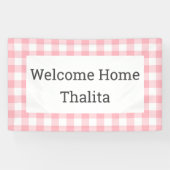 Banderoles Accueil Nom Pink and White Buffalo Check (Horizontal)
