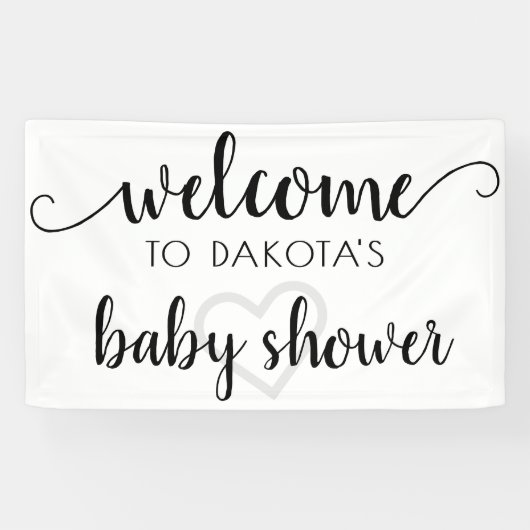 Banderoles Accueil simple | Coeur de script noir modifiable (Horizontal)