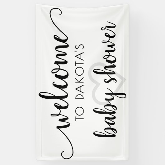 Banderoles Accueil simple | Coeur de script noir modifiable (Vertical)