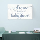 Banderoles Accueil simple | Dusty Blue Heart Customisé (Salon professionnel)