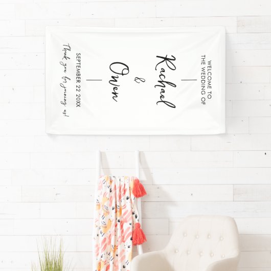 Banderoles Accueil Simple Et Élégant À Notre Mariage (En situation)