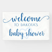 Banderoles Accueil simple | French Blue Heart Editable (Horizontal)