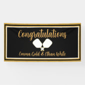 Banderoles Activité mariage Week-end Pickleball Black & Gold (Horizontal)