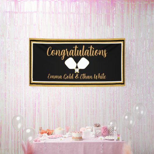 Banderoles Activités du week-end de mariage Pickleball Noir e (Fête)