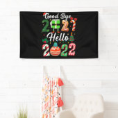 Banderoles Adieu 2021 Bonjour 2022 Bonne année Noël X (En situation)