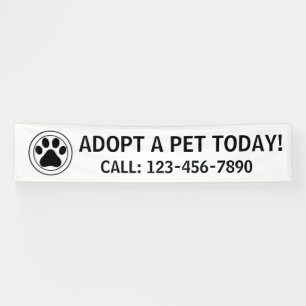 Banderoles Adopter un animal de compagnie simple noir blanc m