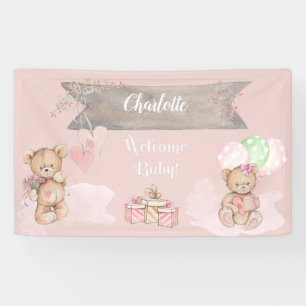 Banderoles Adorable Aquarelle Baby shower Ours En Teddy