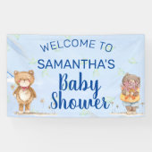 Banderoles Adorable Bleu Aquarelle Ours Baby shower garçon (Horizontal)