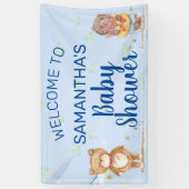 Banderoles Adorable Bleu Aquarelle Ours Baby shower garçon (Vertical)