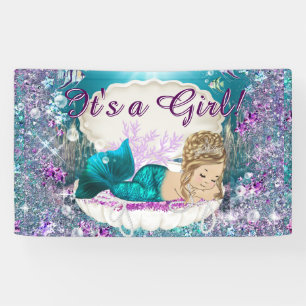 Banderoles Adorable Blonde Mermaid Princesse Baby shower