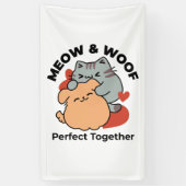 Banderoles Adorable chat et chien Hug - Meow & Woof Design (Vertical)