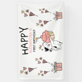 Banderoles Adorable Chat Thème Première Fille Anniversaire (Vertical)