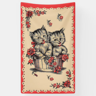 Banderoles adorable chatons dans un panier de fleurs