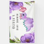 Banderoles Adorable Dinosaure Violet Baby shower Floral (Vertical)