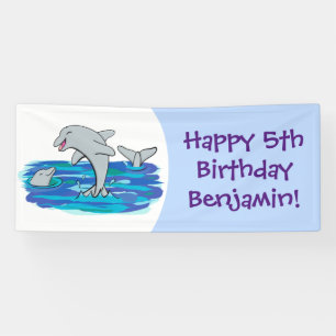Banderoles Adorable heureux dauphins anniversaire personnalis