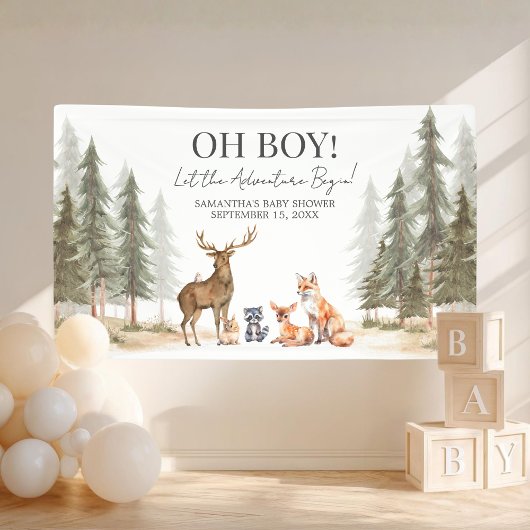 Banderoles Adventure Begin Woodland Animals Baby Shower