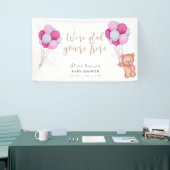 Banderoles Affiche de bienvenue Baby shower Bear Rose Bear (Salon professionnel)