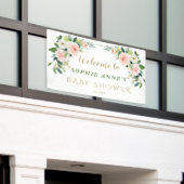 Banderoles Affiche de bienvenue Baby shower de fleurs blanche (Bâtiment extérieur)