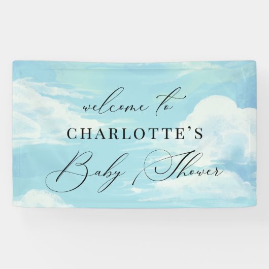Banderoles Affiche de bienvenue baby shower Sky Clouds Banniè (Horizontal)