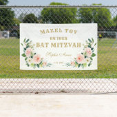 Banderoles Affiche de bienvenue Bat mitzvah de fleurs rose cr (En situation)