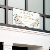 Banderoles Affiche de bienvenue Bat mitzvah de fleurs rose cr (Bâtiment extérieur)
