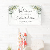 Banderoles Affiche de bienvenue de Fête de l'mariée Dusty Blu (En situation)