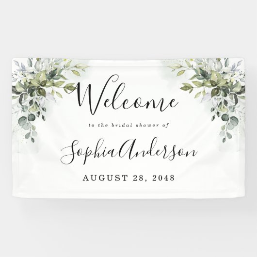 Banderoles Affiche de bienvenue de Fête de l'mariée Dusty Blu (Horizontal)