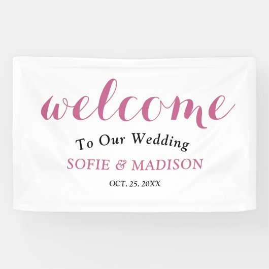 Banderoles Affiche de bienvenue mariage avec élégant script n (Horizontal)