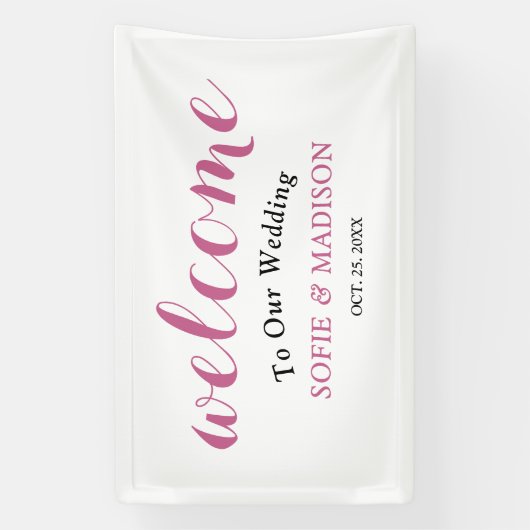 Banderoles Affiche de bienvenue mariage avec élégant script n (Verticale)