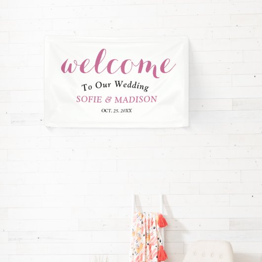 Banderoles Affiche de bienvenue mariage avec élégant script n (Insitu)