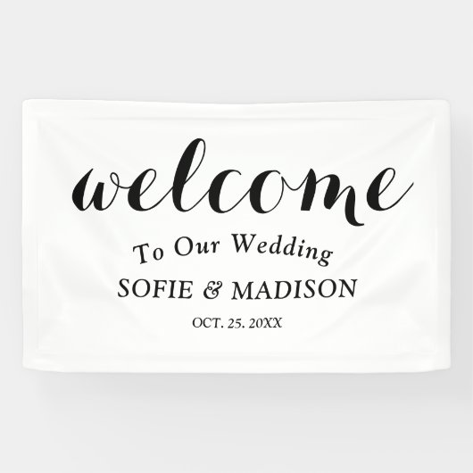 Banderoles Affiche de bienvenue mariage avec élégant script n (Horizontal)