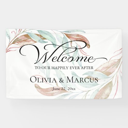 Banderoles Affiche de bienvenue Mariage de l'aquarelle de cor (Horizontal)