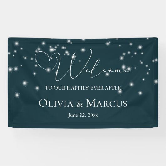 Banderoles Affiche de bienvenue Mariage de l'aquarelle de cor (Horizontal)