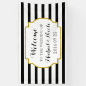 Banderoles Affiche de bienvenue Mariage en or Black White Str (Vertical)