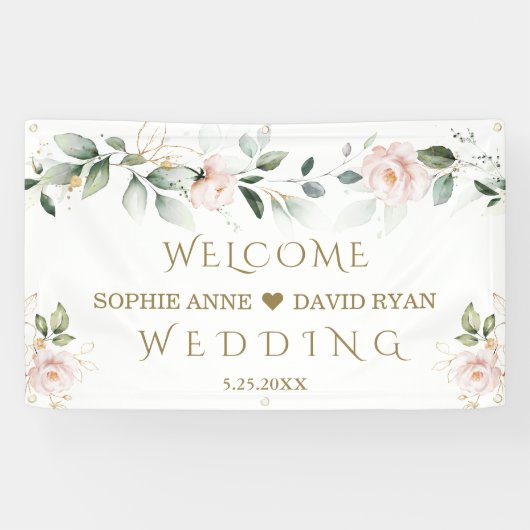 Banderoles Affiche de bienvenue Mariage flush Floral Green Go (Horizontal)