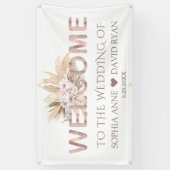 Banderoles Affiche de bienvenue Mariage Pampas Grass White Or (Vertical)