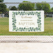 Banderoles Affiche de bienvenue moderne Eucalyptus Boy Baptis (En situation)