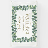 Banderoles Affiche de bienvenue moderne Eucalyptus Boy Baptis (Vertical)
