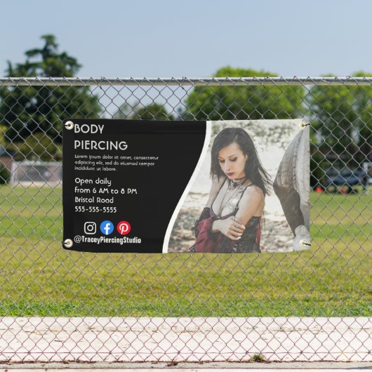 Banderoles AFFICHE de STUDIO de PIERCING corporel Signe (Insitu)