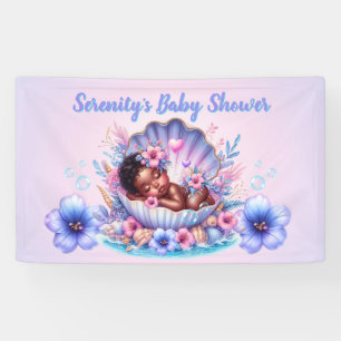 Banderoles Afro Baby Girl in Seashell Pastel Baby shower